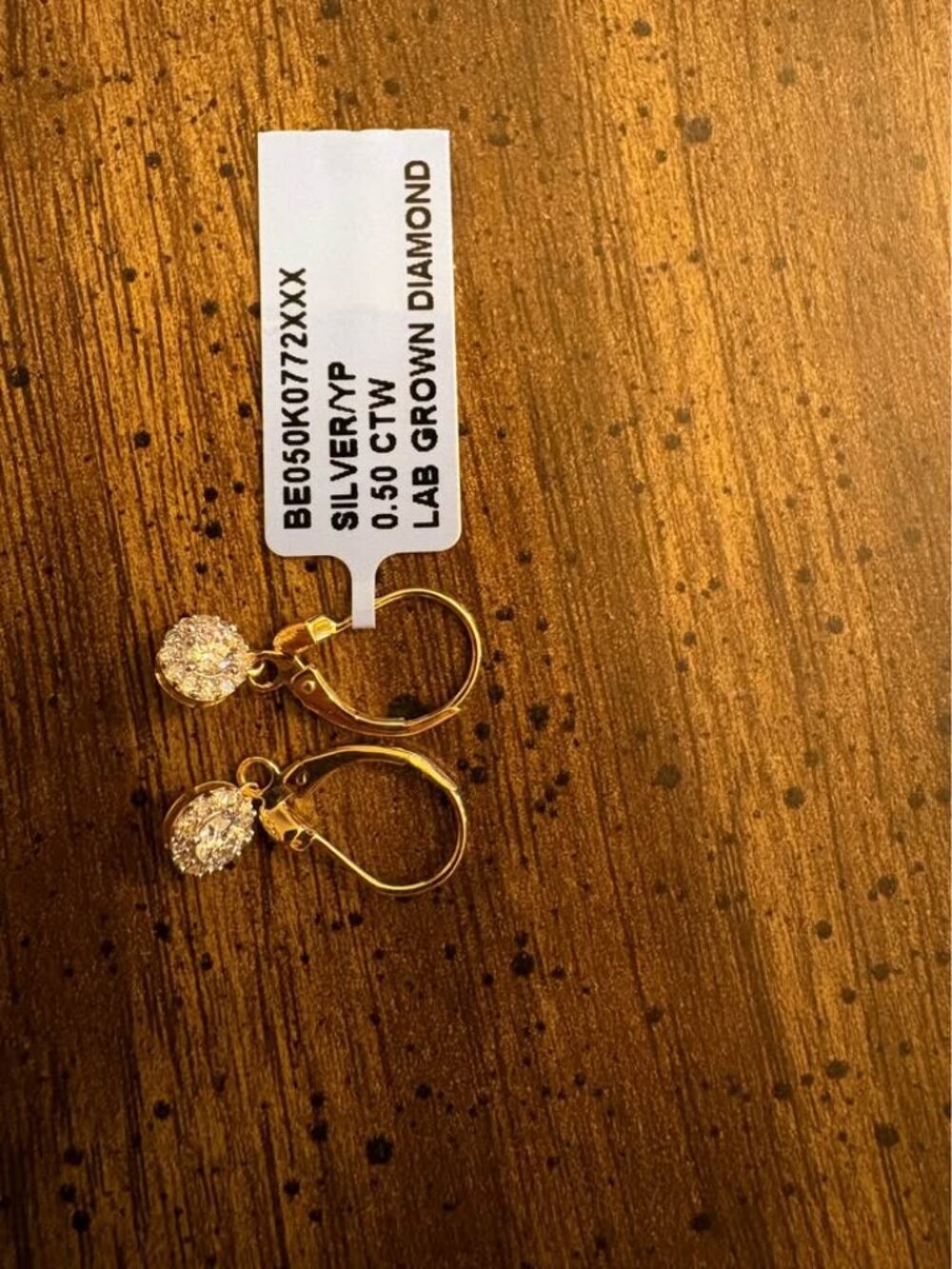 0.50 CTW Lab Grown Diamond Silver Yellow Plated Earrings